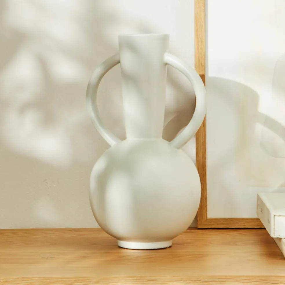 Vase rond céramique, double anses - hauteur 29,5 cm