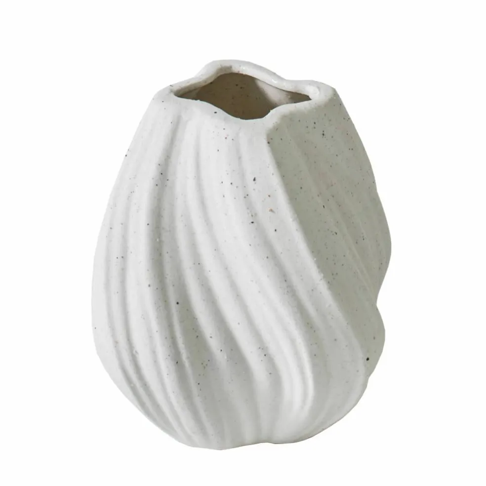 Vase twisté en porcelaine blanche mouchetée