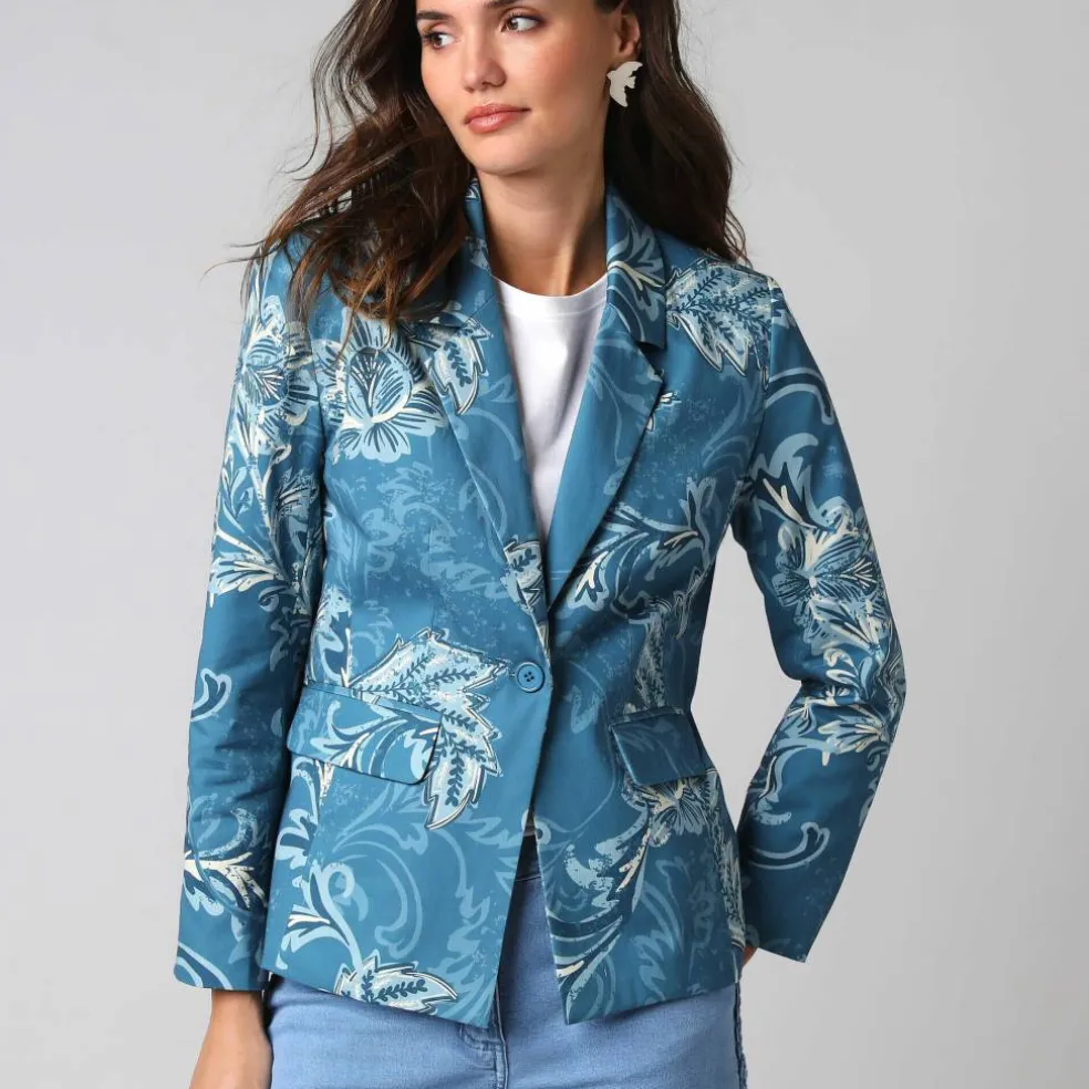 Veste blazer imprimée manches longues