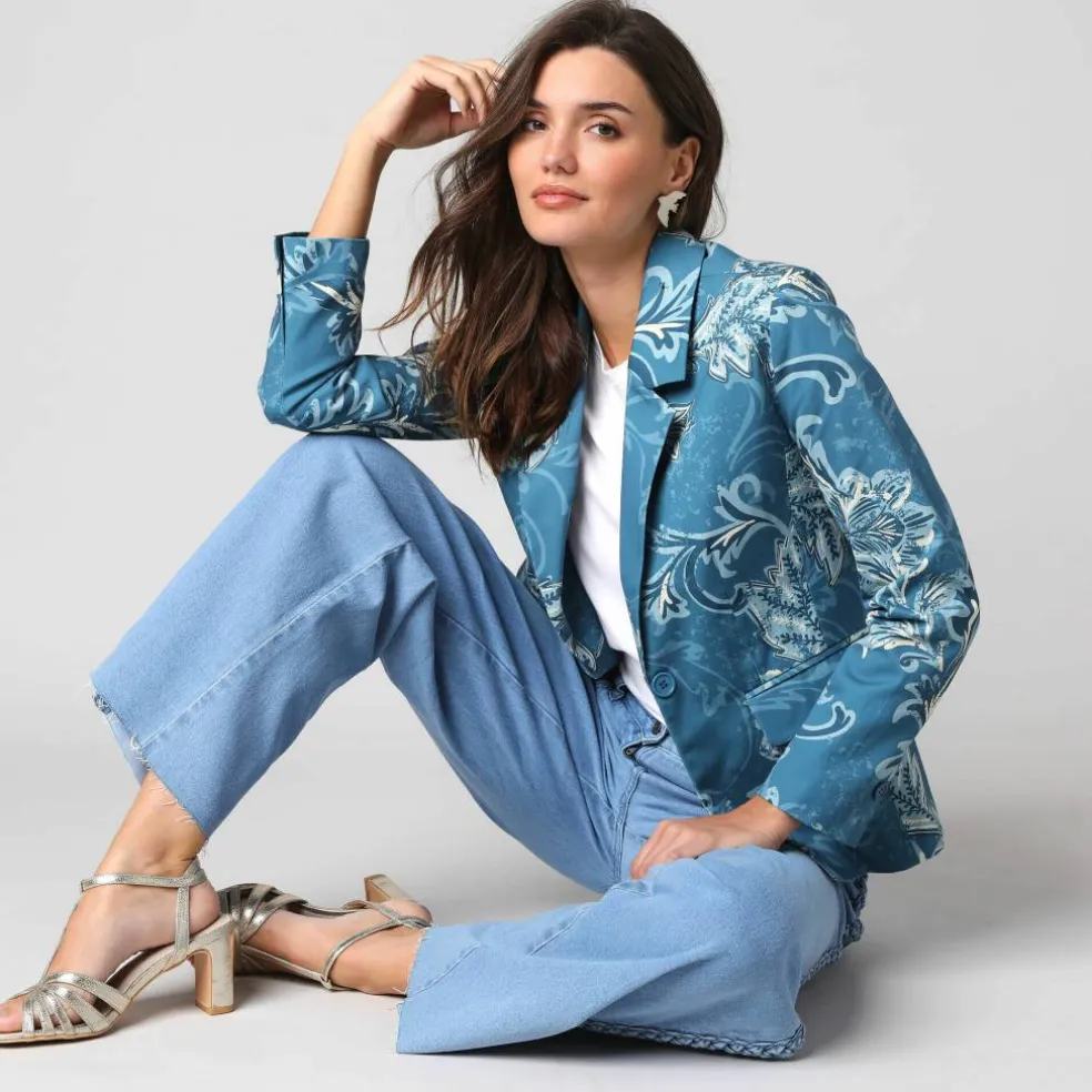 Veste blazer imprimée manches longues