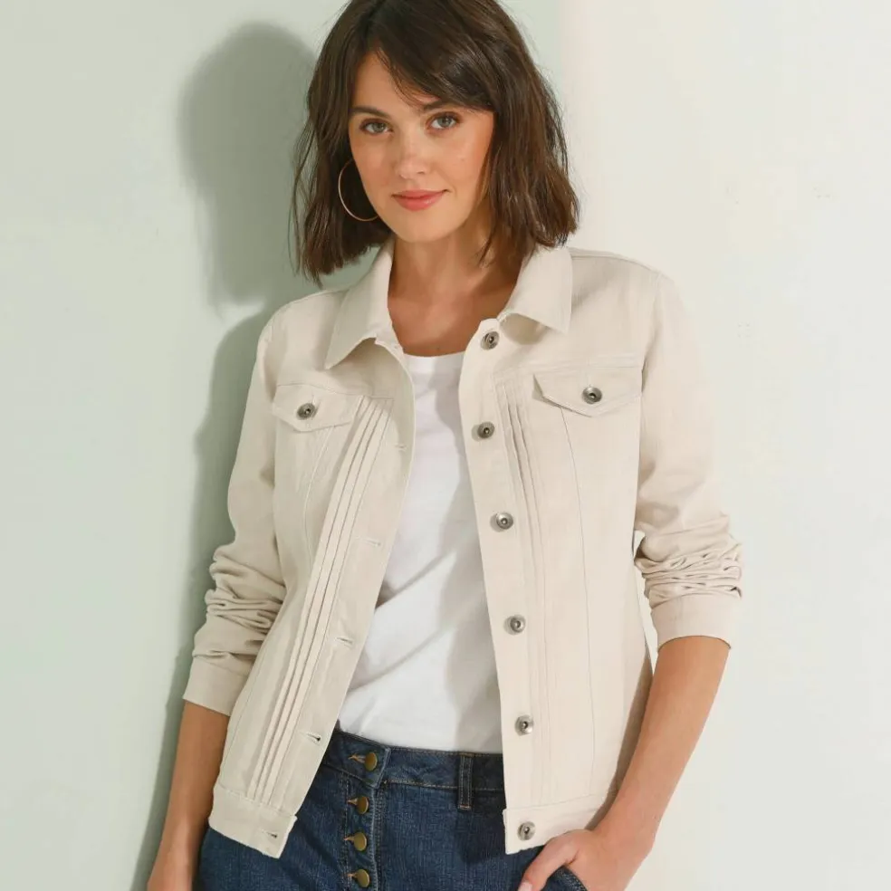 Veste boutonnée plis fantaisie