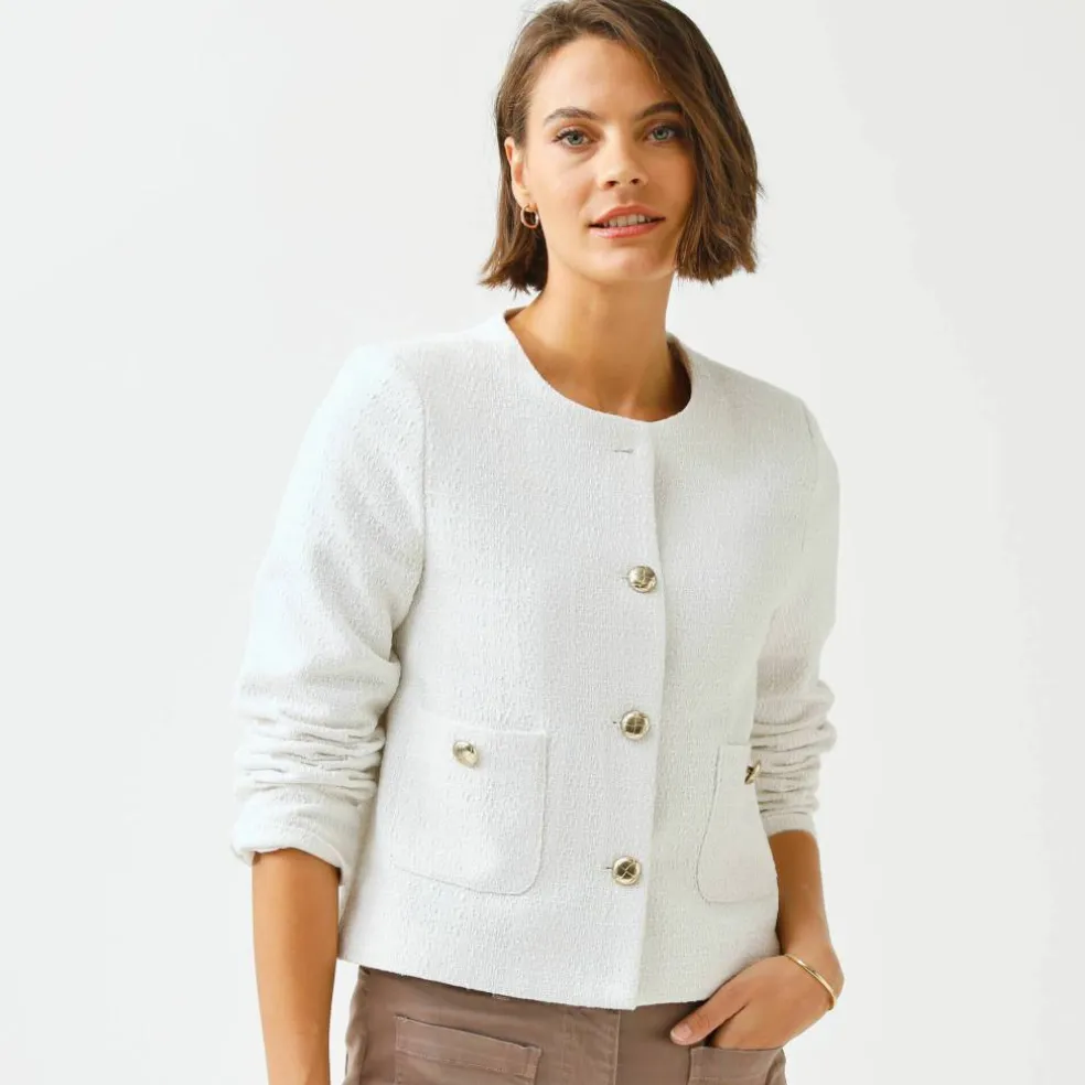 Veste boutonnée, tweed