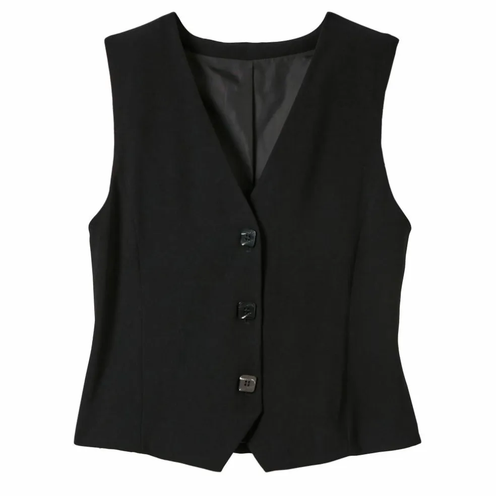 Veste "cafetier" sans manches, crêpe fluide