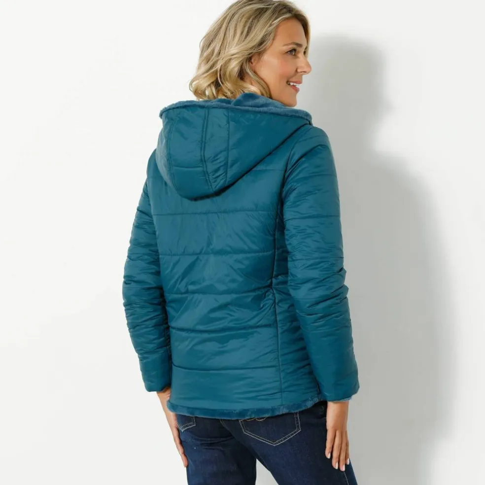 Veste fausse fourrure réversible en doudoune