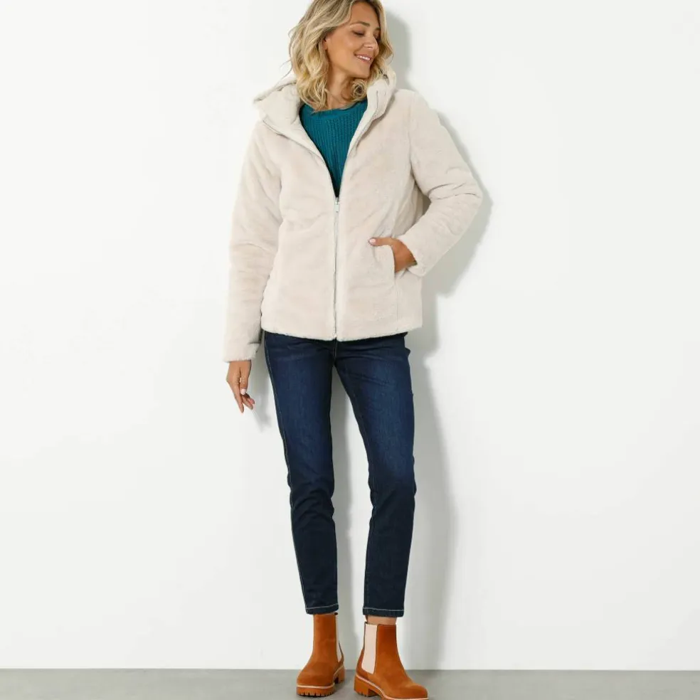 Veste fausse fourrure réversible en doudoune
