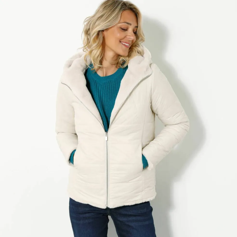 Veste fausse fourrure réversible en doudoune