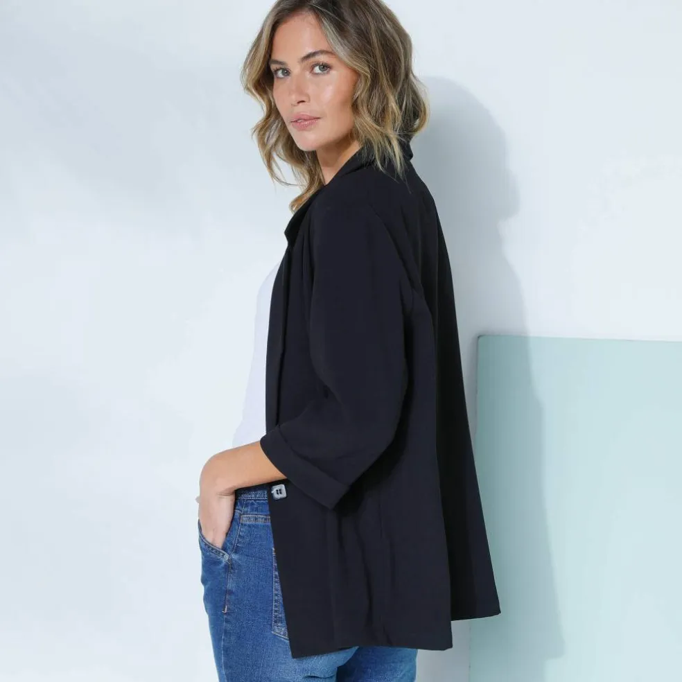 Veste manches 3/4, crêpe fluide