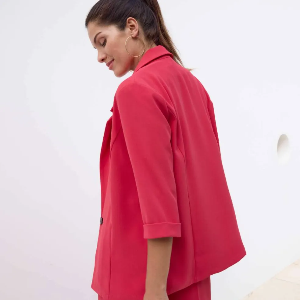 Veste manches 3/4, crêpe fluide