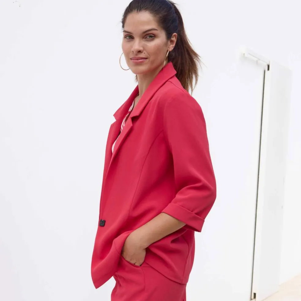 Veste manches 3/4, crêpe fluide