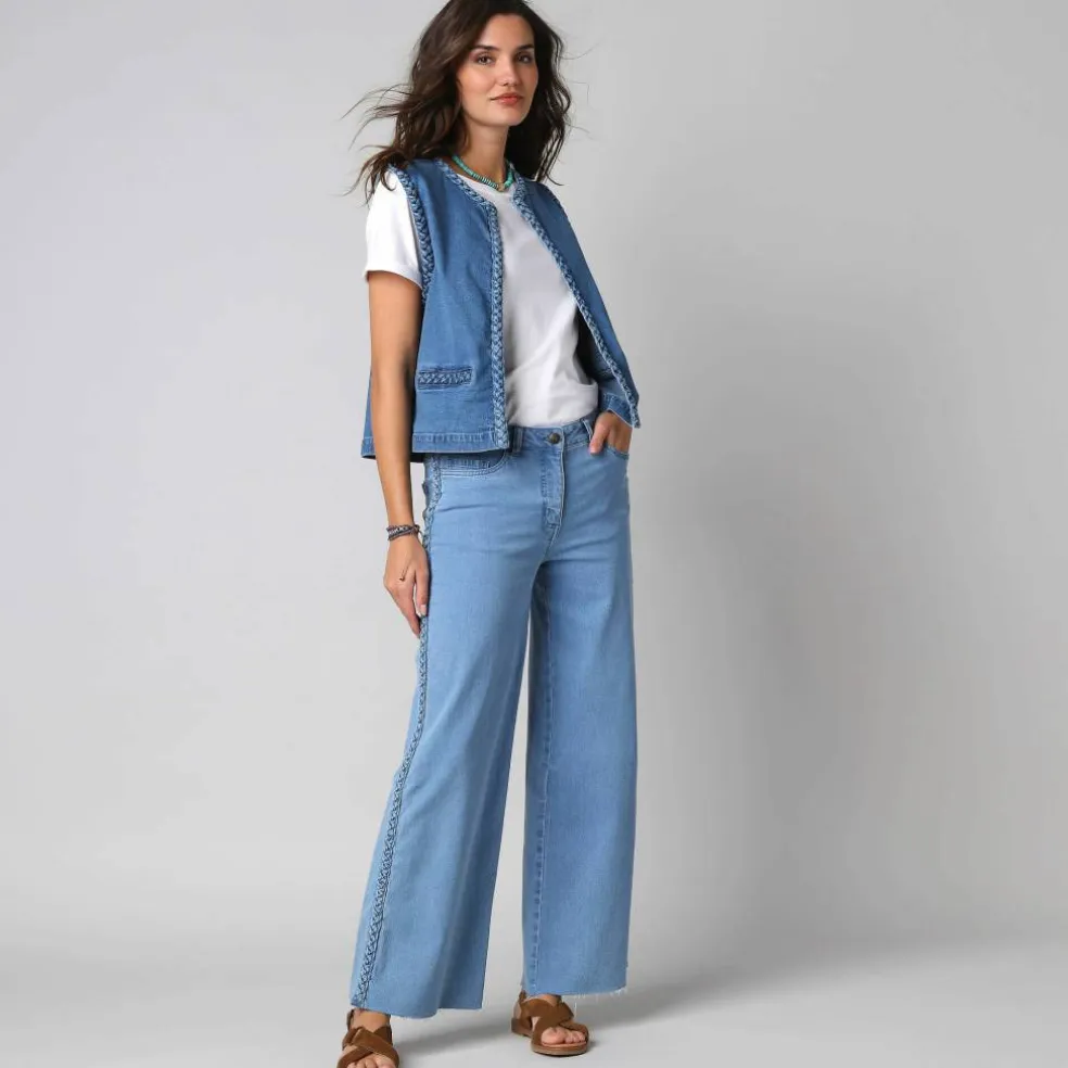 Veste sans manches jean tressé