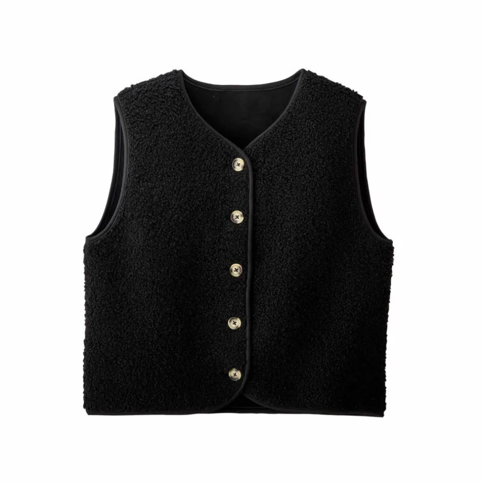 Veste sans manches, maille bouclette