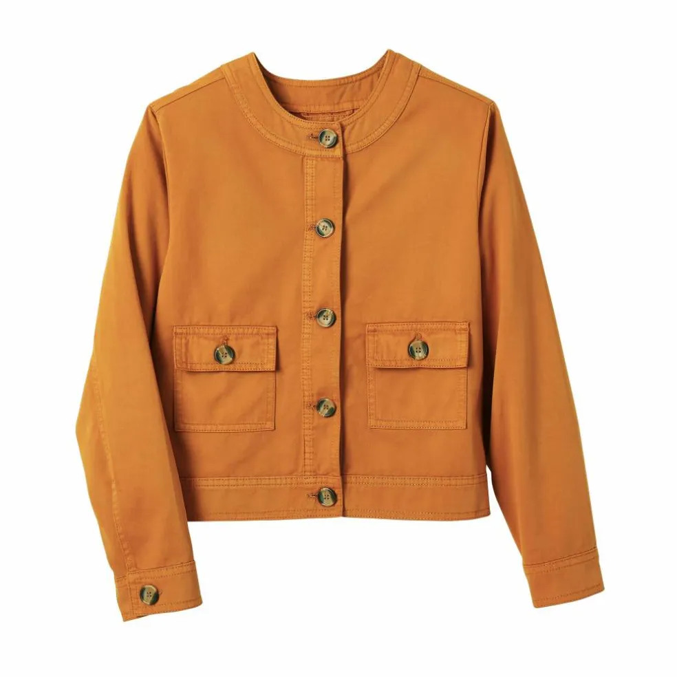Veste unie boutonnée, col rond