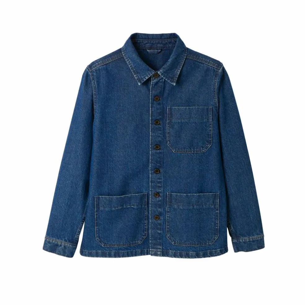 Veste worker boutonnée 3 poches jean coton
