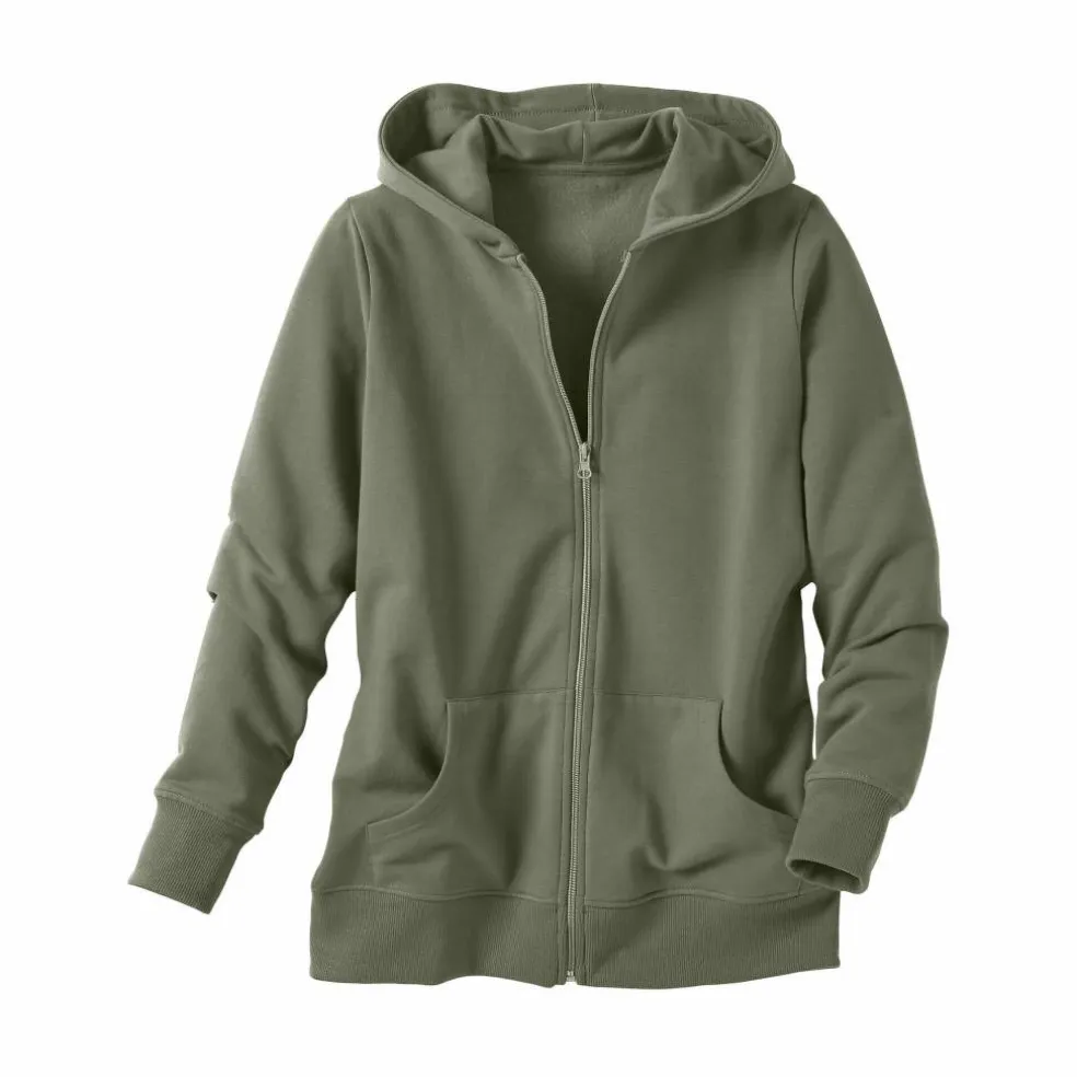 Veste zippée à capuche, molleton gratté