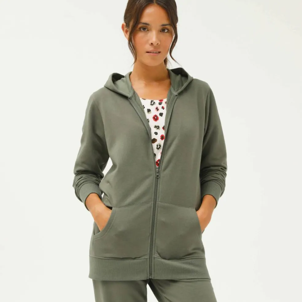 Veste zippée à capuche, molleton gratté
