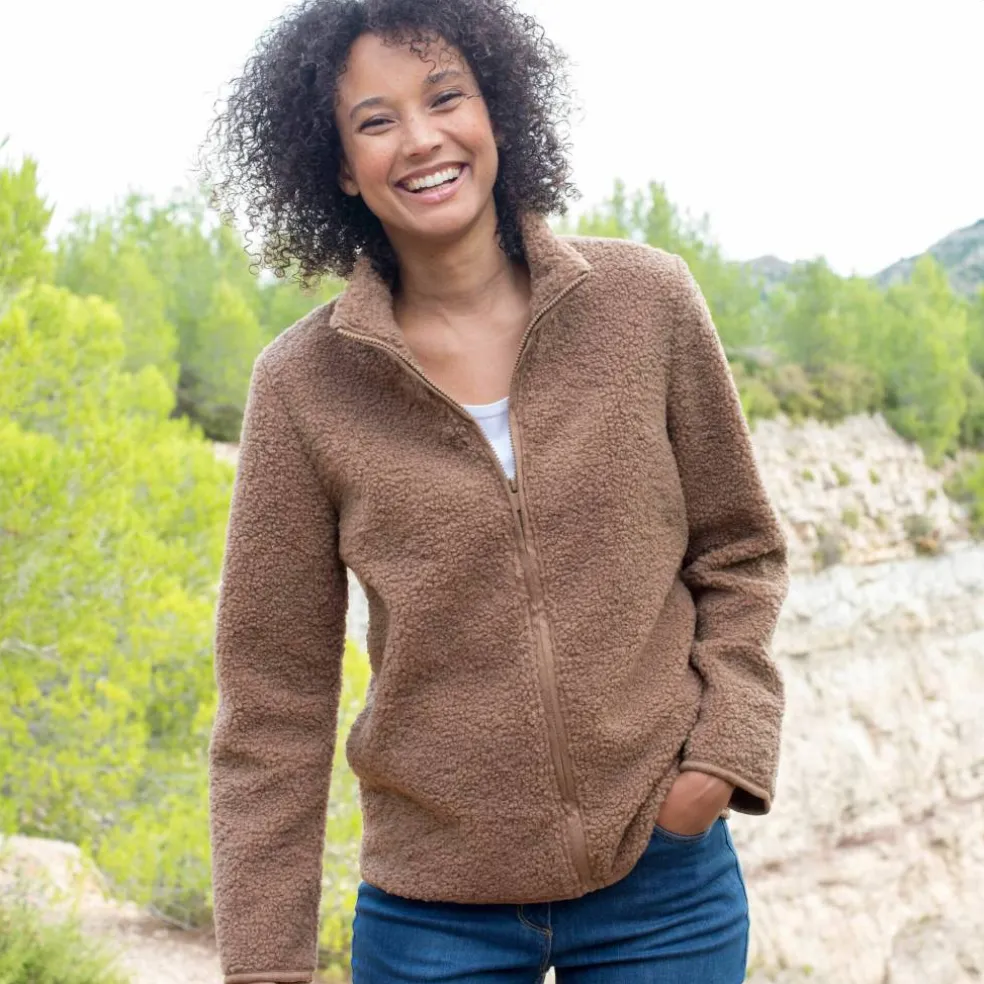 Veste zippée maille bouclette